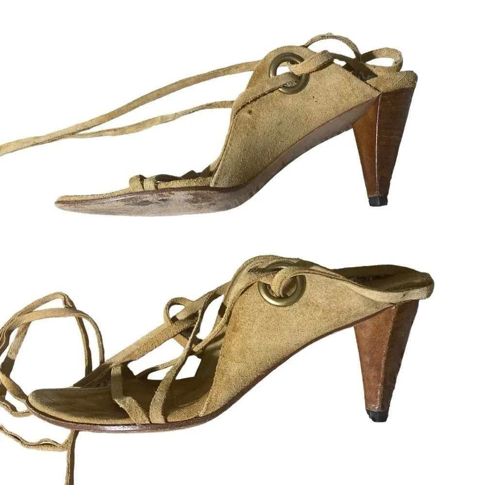 Mui Mui Strappy Suede Heeled Sandals Sz 35 (US Size 5 via chart)